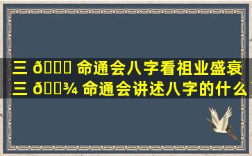 三 💐 命通会八字看祖业盛衰（三 🌾 命通会讲述八字的什么）